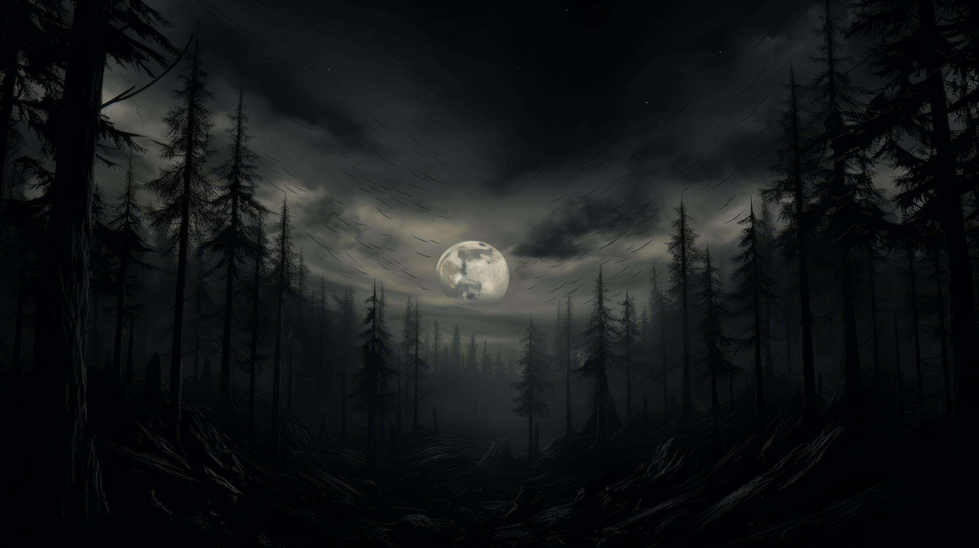 Moonlit Forest Path HD Wallpaper By Laxmonaut