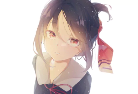 HD anime desktop wallpaper featuring Kaguya Shinomiya from Kaguya-sama: Love is War, showcasing her with a soft, glowing background and delicate expression.