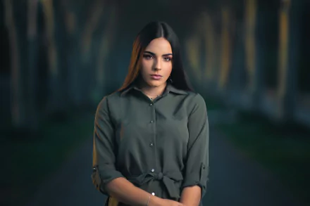 hazel eyes black hair depth of field woman model HD Desktop Wallpaper | Background Image