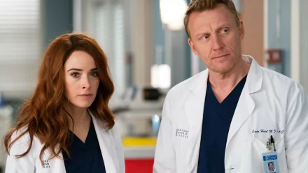 HD desktop wallpaper and background featuring two characters from Grey's Anatomy in white lab coats, portraying medical professionals.