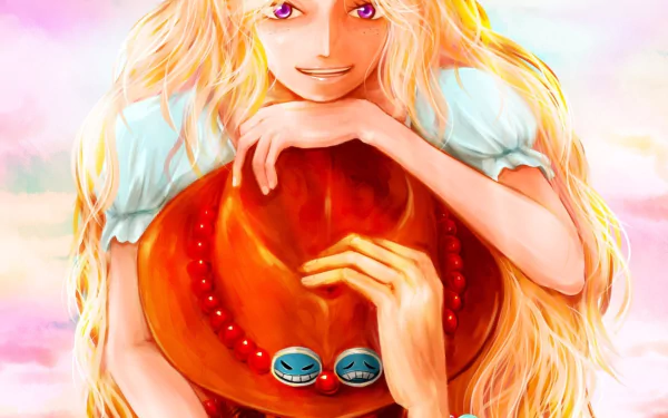 HD anime wallpaper featuring Portgas D. Rouge and Portgas D. Ace from One Piece, showcasing vibrant colors and detailed character art.