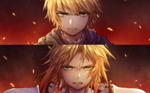 HD PC desktop wallpaper featuring Nero Claudius and Red Saber from Fate/Grand Order, showcasing intense, detailed anime art of the iconic Saber class characters.