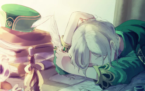 Otto Suwen from Re:Zero - Starting Life in Another World resting with closed eyes, in an anime HD PC desktop wallpaper and background.