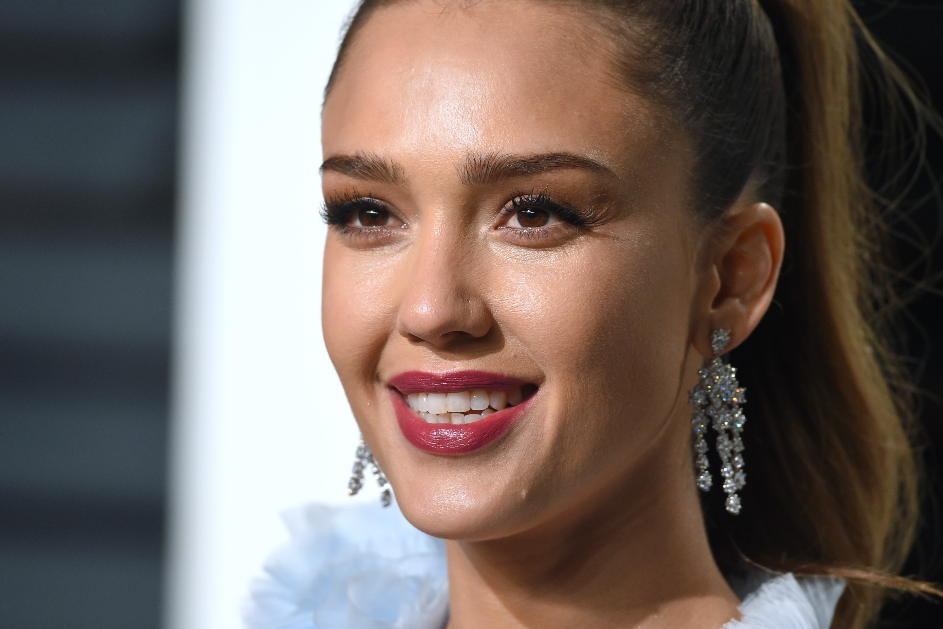 Jessica Alba HD Portrait Radiant Smile Elegant Earrings Close Up Jessica Alba HD Portrait Radiant Smile Elegant Earrings Close Up