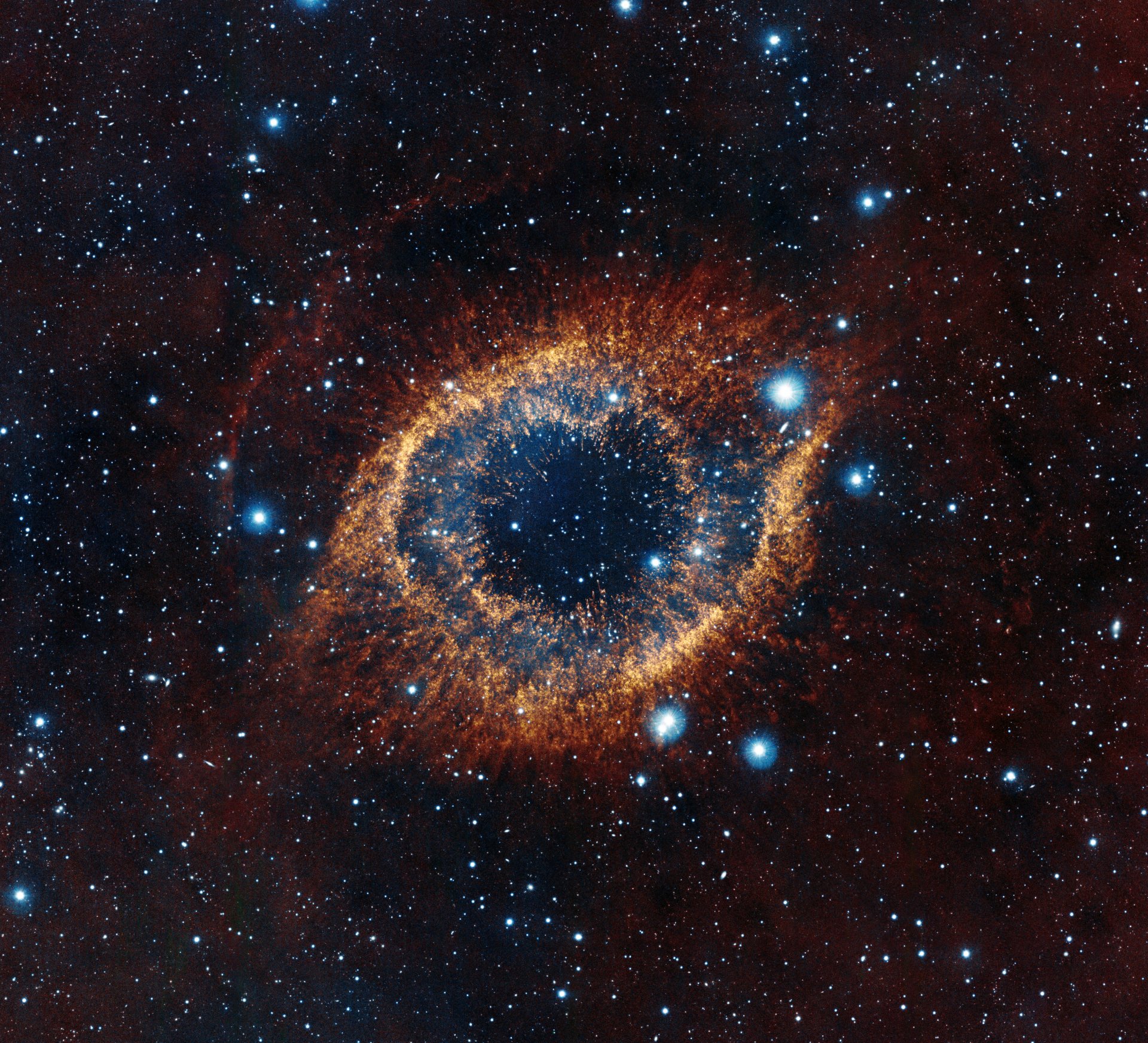 4K Ultra HD desktop wallpaper featuring the vibrant Helix Nebula with glowing stars set against the deep expanse of space, blending sci-fi and cosmic beauty.