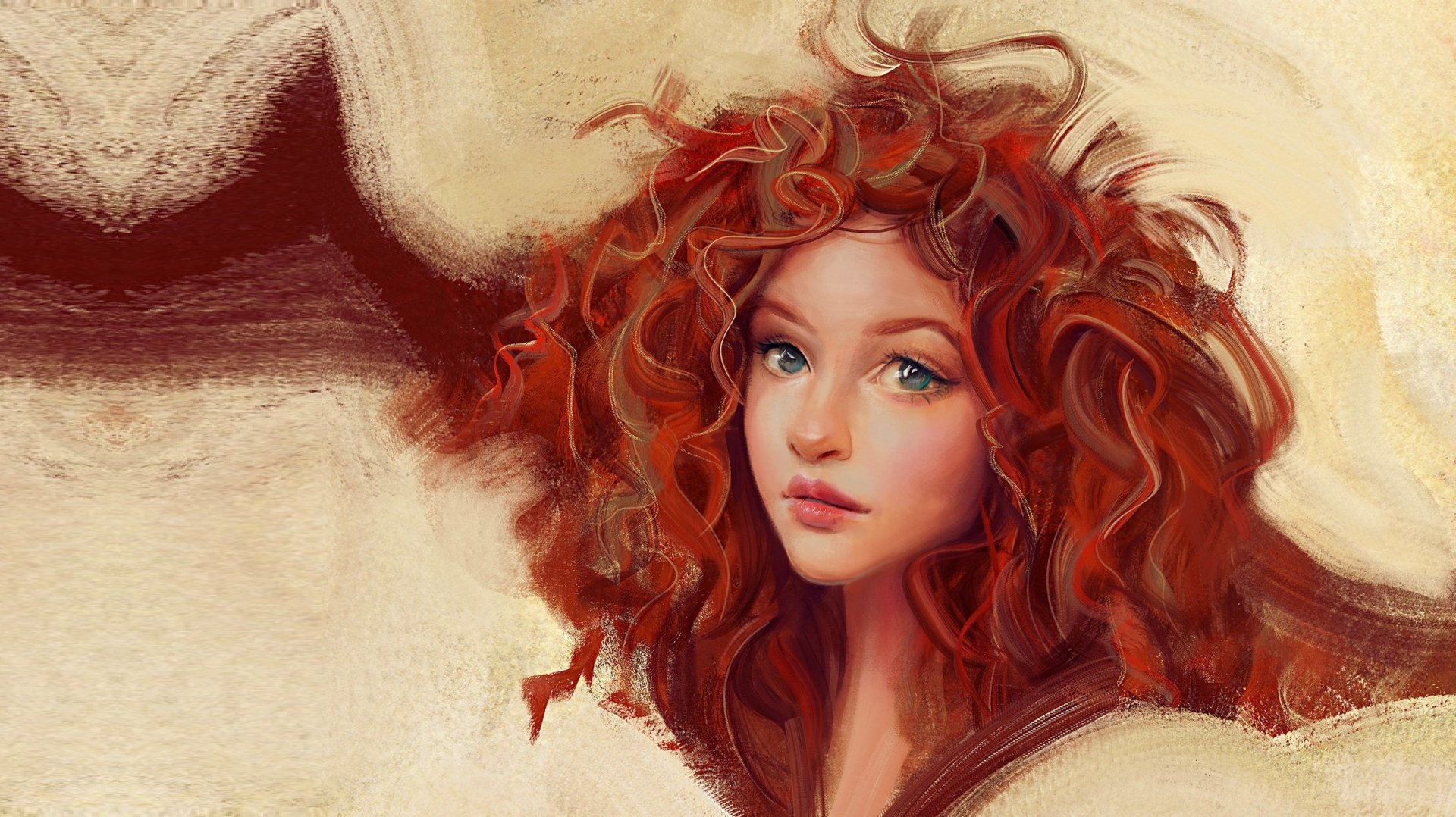Download Blue Eyes Face Red Hair Woman Artistic HD Wallpaper by Mandy Jurgens