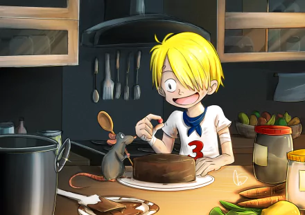 Remy (Ratatouille) One Piece Ratatouille (Movie) Sanji (One Piece) Anime crossover HD Desktop Wallpaper | Background Image