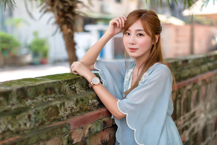 wristwatch brunette depth of field model woman asian HD Desktop Wallpaper | Background Image