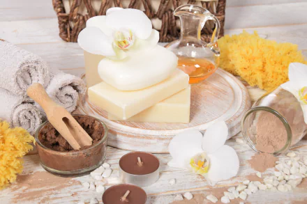 orchid flower candle still life soap man made spa HD Desktop Wallpaper | Background Image