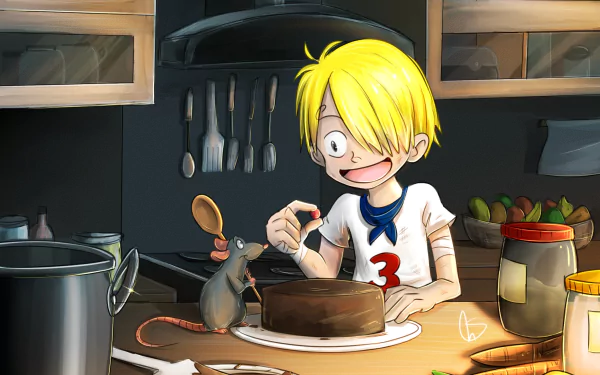 Remy (Ratatouille) One Piece Ratatouille (Movie) Sanji (One Piece) Anime crossover HD Desktop Wallpaper | Background Image