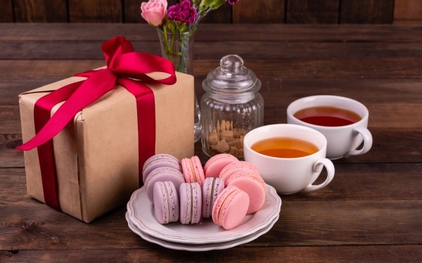 Photography Still Life Tea Cup Macaron Gift HD Wallpaper | Background Image