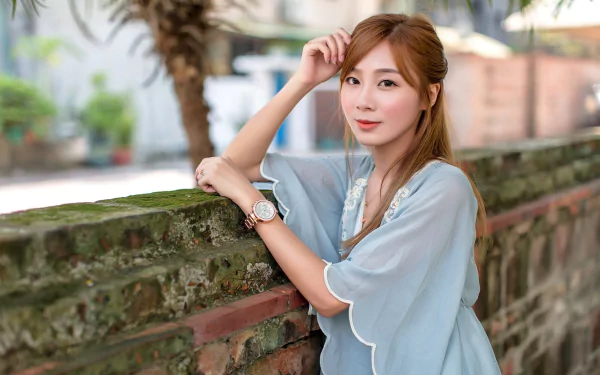wristwatch brunette depth of field model woman asian HD Desktop Wallpaper | Background Image