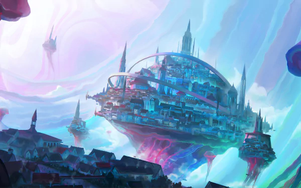floating island fantasy city HD Desktop Wallpaper | Background Image