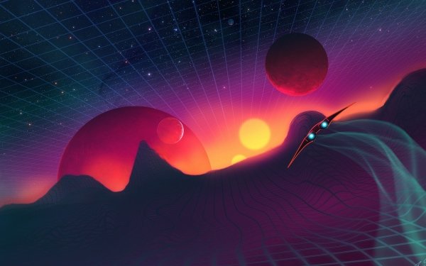 Sci Fi Spaceship Retro Wave Planet HD Wallpaper | Background Image