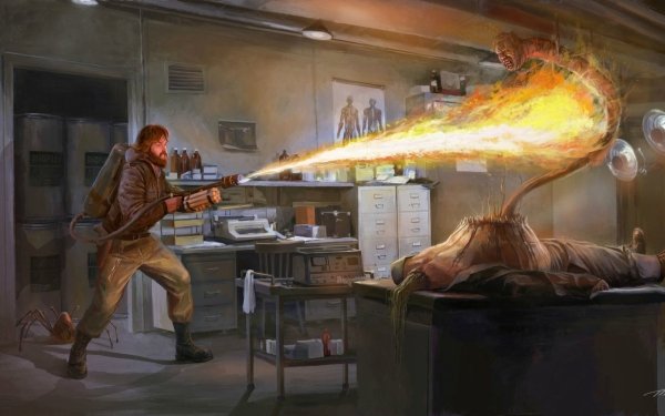 Movie The Thing (1982) Horror Flamethrower HD Wallpaper | Background Image