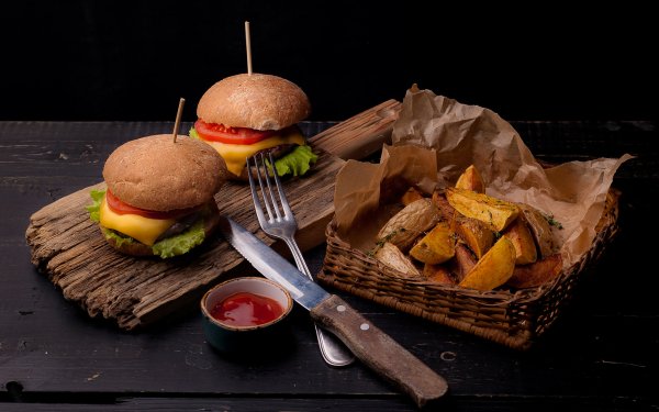 Food Burger Still Life Potato HD Wallpaper | Background Image