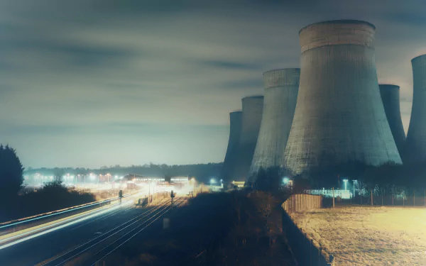 night man made power plant HD Desktop Wallpaper | Background Image