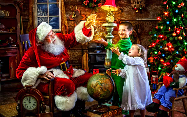 child Santa magical holiday Christmas HD Desktop Wallpaper | Background Image
