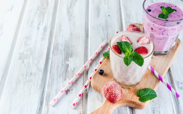 straw strawberry still life drink food smoothie HD Desktop Wallpaper | Background Image