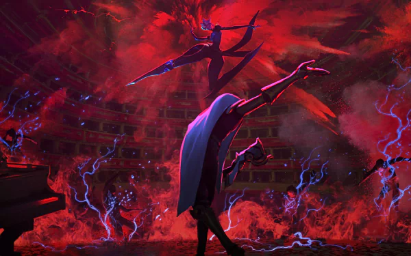  Jhin vs Camille "Masterpiece" key art by Jason Chan