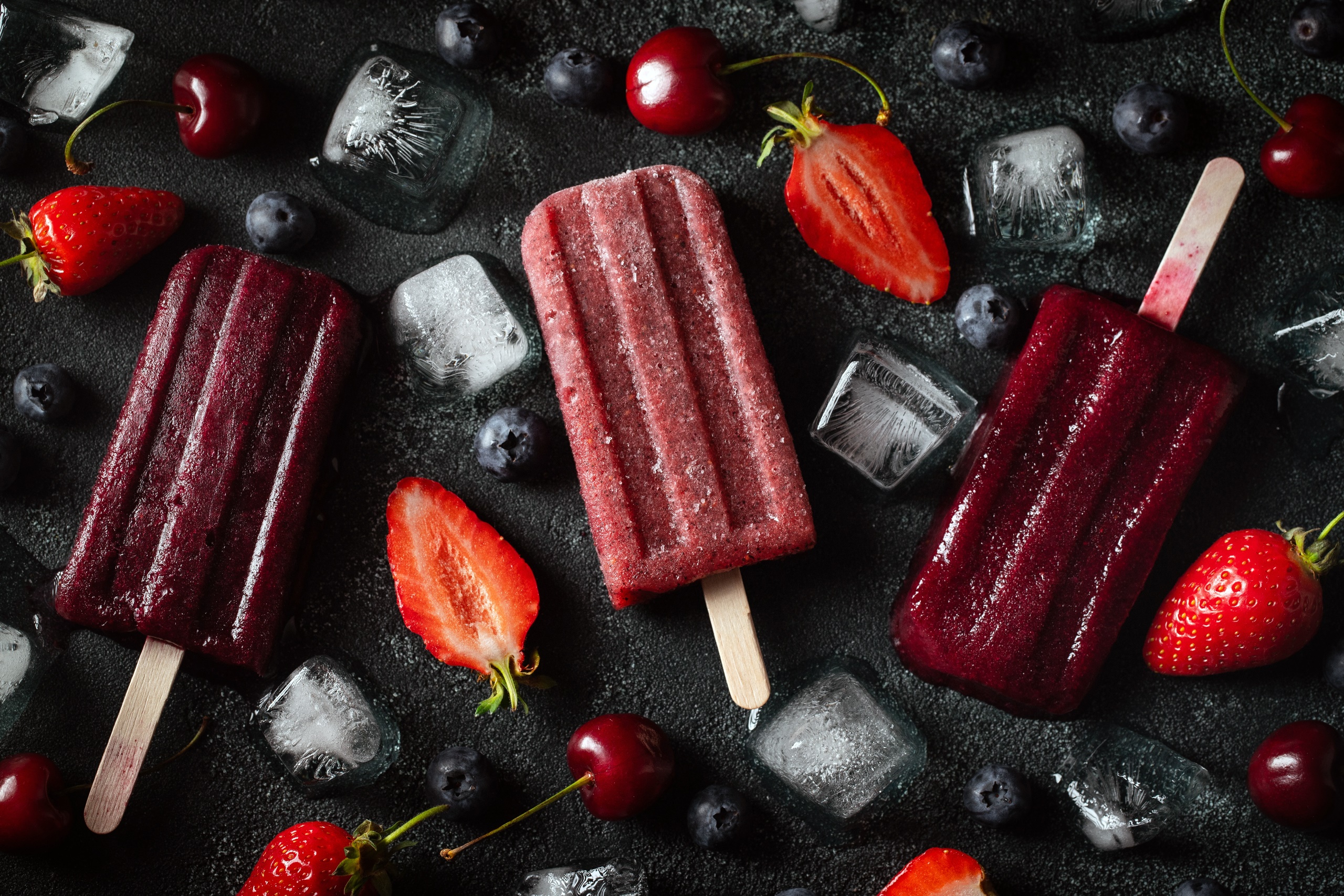 Strawberry and Cherry Popsicles