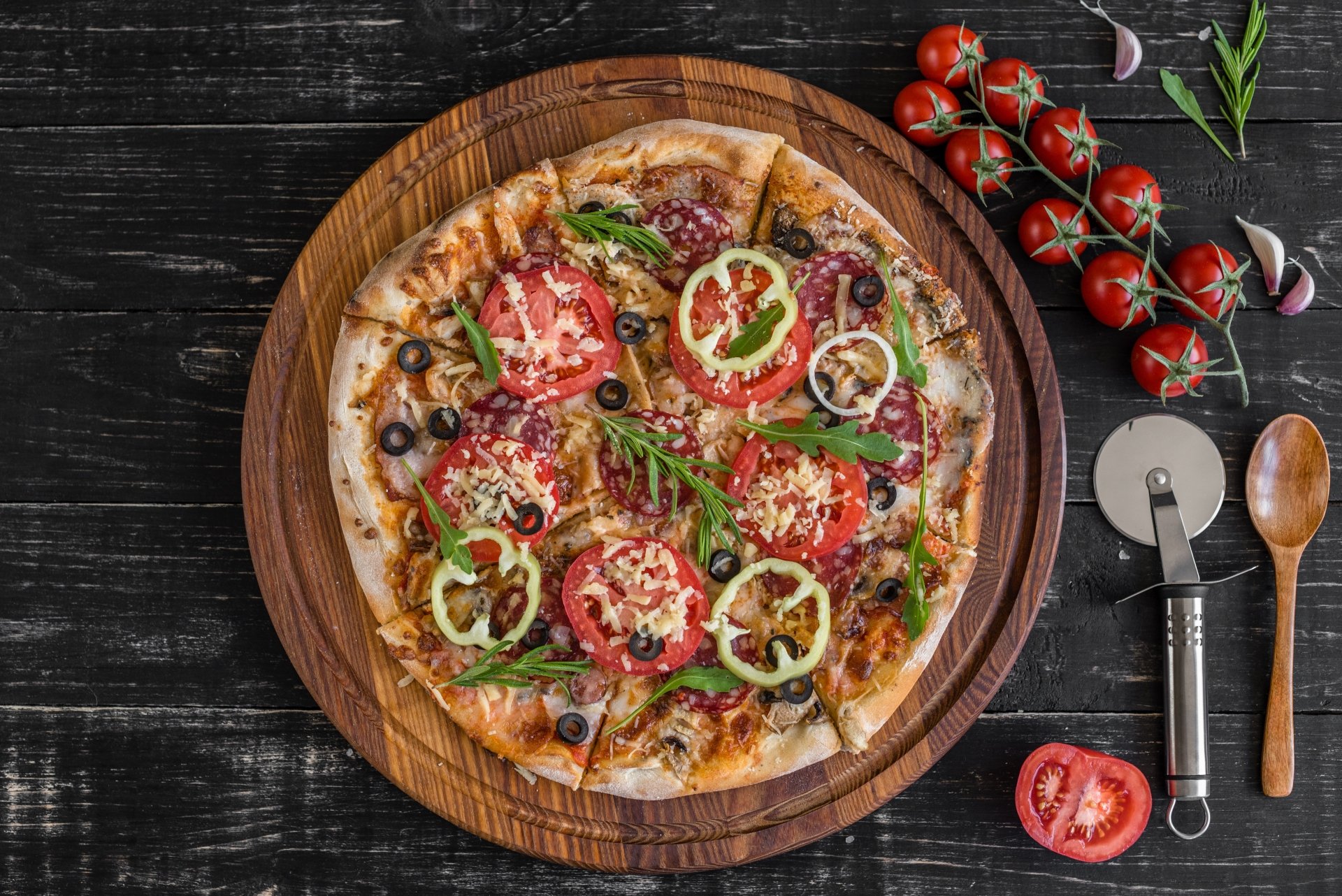 Download Still Life Tomato Food Pizza 4k Ultra HD Wallpaper