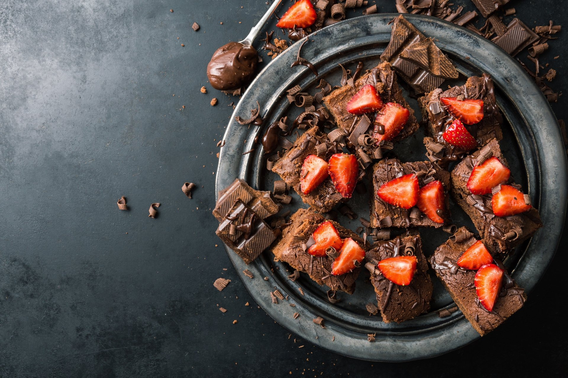 Download Brownie Still Life Strawberry Berry Food Chocolate 4k Ultra HD Wallpaper by Valeria Aksakova