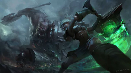 Sion (League Of Legends) Riven (League Of Legends) video game League Of Legends HD Desktop Wallpaper | Background Image