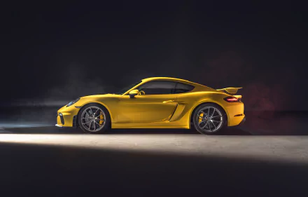 yellow car car Porsche vehicle Porsche 718 Cayman HD Desktop Wallpaper | Background Image