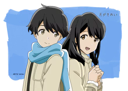 Kotarō Azumi Akane Mizuno Anime Tsuki ga Kirei HD Desktop Wallpaper | Background Image