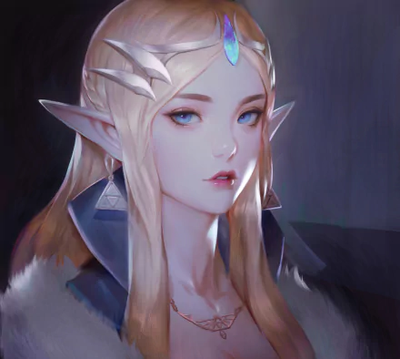 HD PC desktop wallpaper featuring a detailed, digital art portrait of Princess Zelda from the video game The Legend of Zelda: Ocarina of Time.