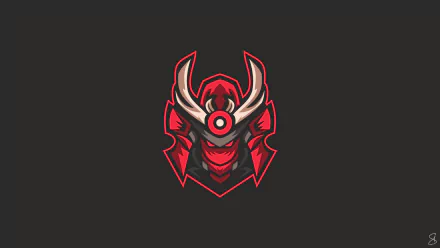 4K Ultra HD esports gaming team logo featuring a fierce red samurai helmet with bold horns, designed for video game enthusiasts and competitive gamers.