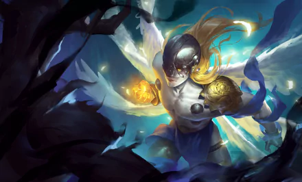 4K Ultra HD anime-style Digimon character with glowing armor and flowing hair in a dynamic, ethereal scene, designed as a PC desktop wallpaper.