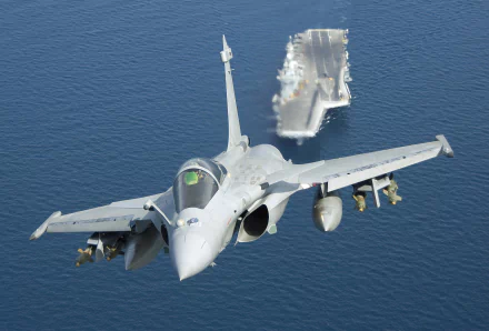 aircraft carrier warship warplane aircraft jet fighter French Aircraft Carrier Charles De Gaulle (R91) military Dassault Rafale HD Desktop Wallpaper | Background Image