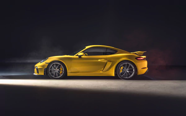 yellow car car Porsche vehicle Porsche 718 Cayman HD Desktop Wallpaper | Background Image
