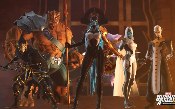 Supergiant (Marvel Comics) Proxima Midnight Ebony Maw Corvus Glaive Black Dwarf (Marvel Comics) video game Marvel Ultimate Alliance 3: The Black Order HD Desktop Wallpaper | Background Image