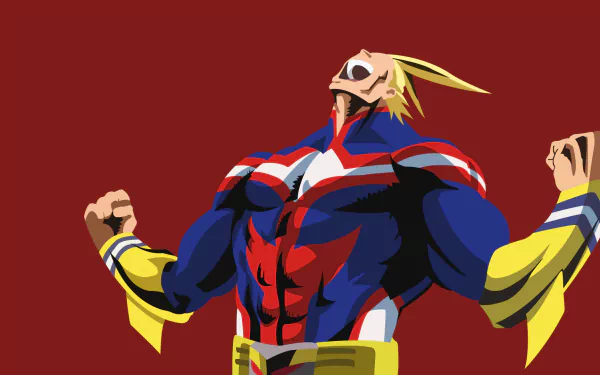 HD PC desktop wallpaper featuring Toshinori Yagi as All Might from My Hero Academia: Two Heroes, showcasing the iconic anime hero in a bold, dynamic pose.