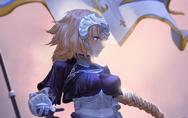 Anime Fate/Grand Order Fate Series Jeanne d'Arc Ruler Banner Long Hair Purple Eyes Blonde Woman Warrior HD Wallpaper | Background Image