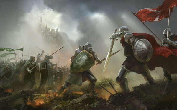 Fantasy Knight Battle Sword Shield HD Wallpaper | Background Image