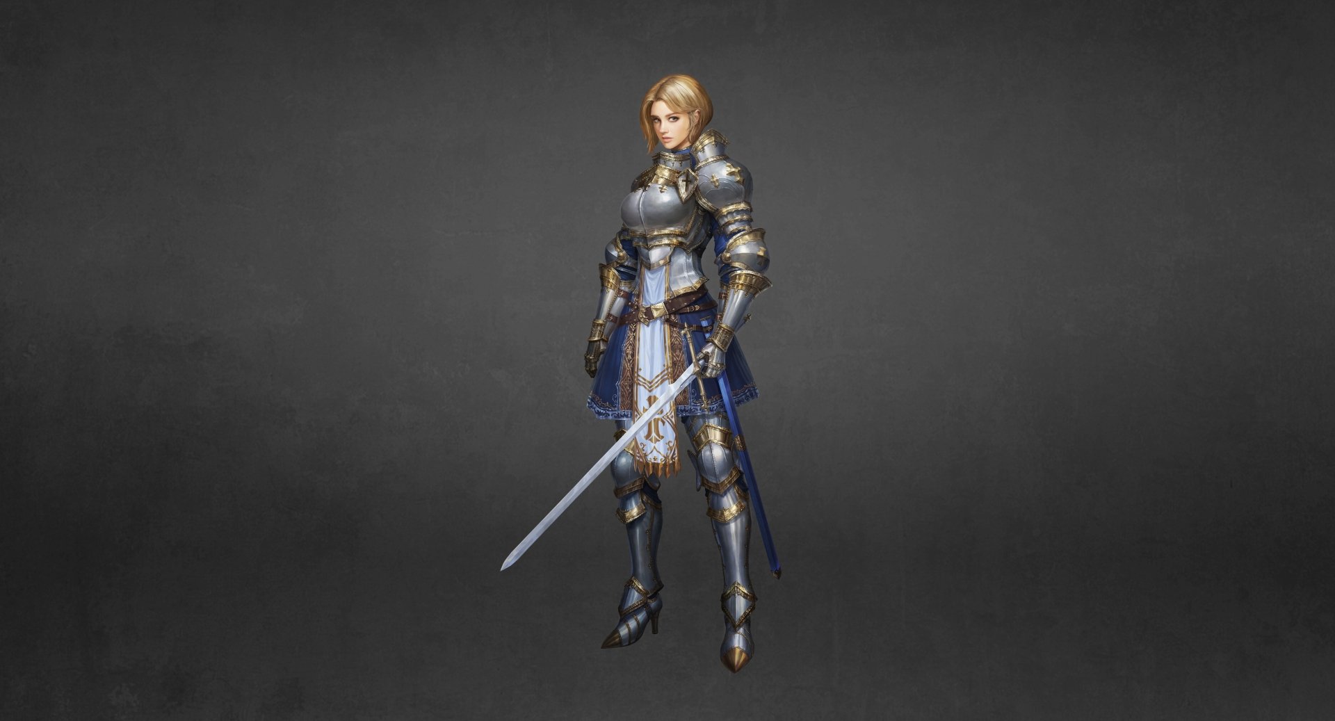 Download Short Hair Woman Warrior Sword Armor Blonde Fantasy Knight 4k ...