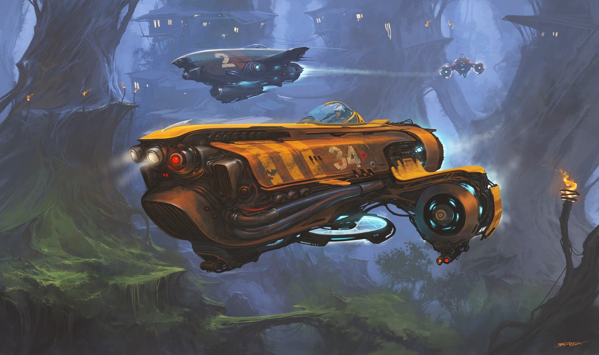Download Futuristic Sci Fi Vehicle HD Wallpaper by Alejandro Burdisio ...