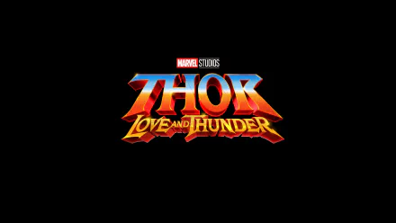 Marvel Studios Thor: Love and Thunder logo displayed on a black background, designed for a 4K Ultra HD PC desktop wallpaper and background.