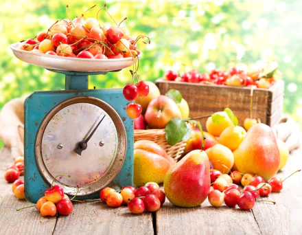 scale still life cherry pear food fruit HD Desktop Wallpaper | Background Image