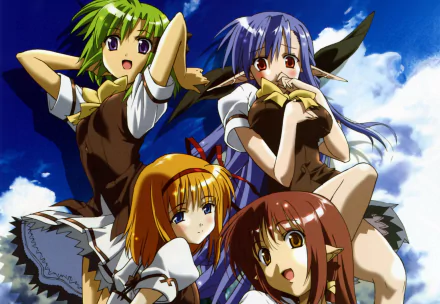 Asa Shigure Nerine (Shuffle!) Lisianthus (Shuffle!) Kaede Fuyou Anime Shuffle! HD Desktop Wallpaper | Background Image