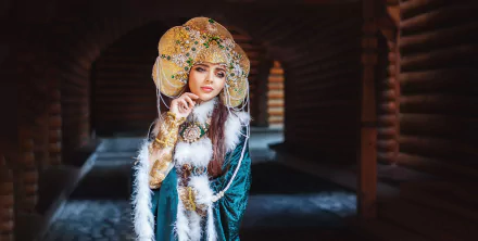 headdress brunette woman model HD Desktop Wallpaper | Background Image