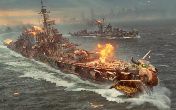 warship dieselpunk video game World of Warships HD Desktop Wallpaper | Background Image