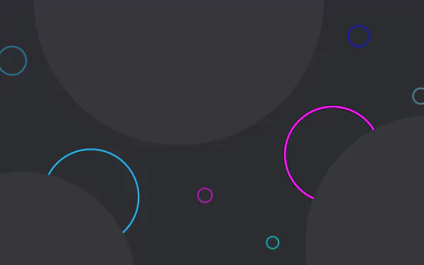 4K Ultra HD PC desktop wallpaper: abstract grey background with large overlapping circles and neon cyan and magenta ring accents.