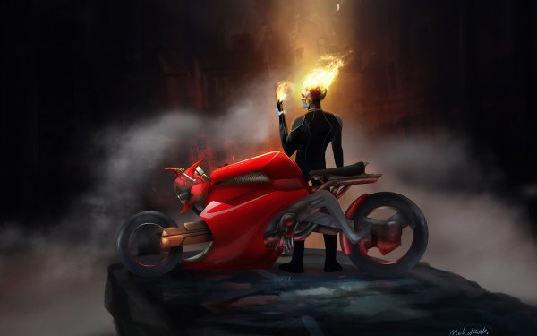Comics Ghost Rider Marvel Comics Motorcycle Vehicle HD Wallpaper | Background Image