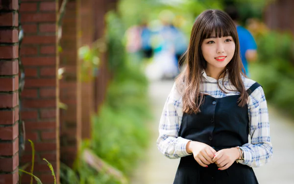 brunette smile depth of field model woman asian HD Desktop Wallpaper | Background Image