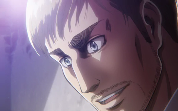 HD anime desktop wallpaper featuring a close-up of Erwin Smith from Attack on Titan, showcasing his determined expression and detailed art style.